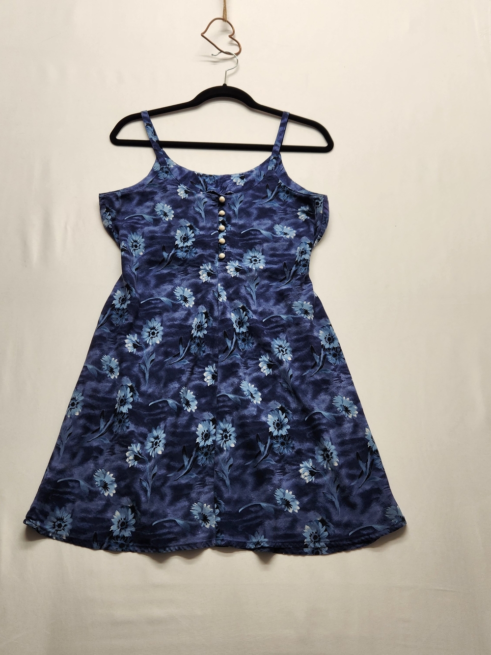 ⭐️Vintage 90s DBY Blue Floral Rayon Dress Sz 13 / M L  Retro Festival Boho